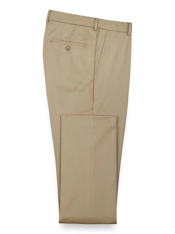 Men's Pants - Tailored Fit in Solid Khaki Non Iron Impeccable Cotton, Paul Fredrick