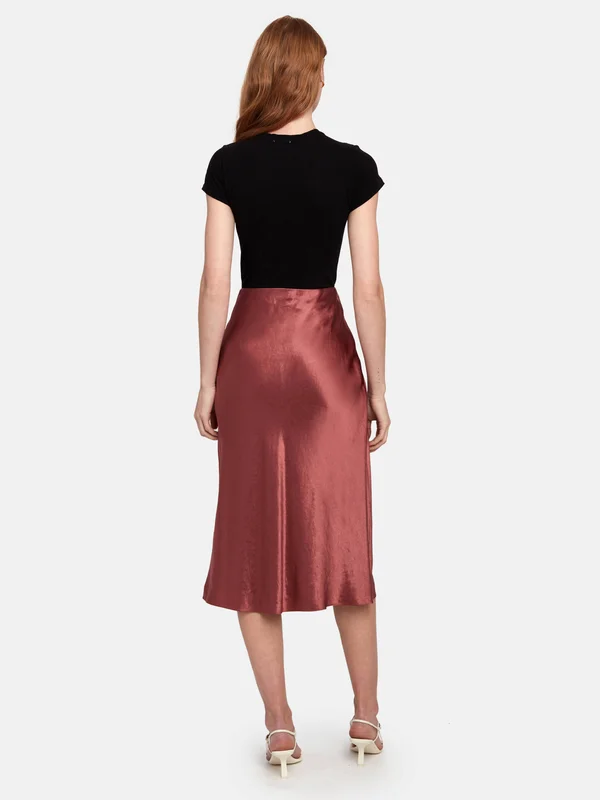 Vince Satin Midi Slip Skirt, Red, Women's, Xs