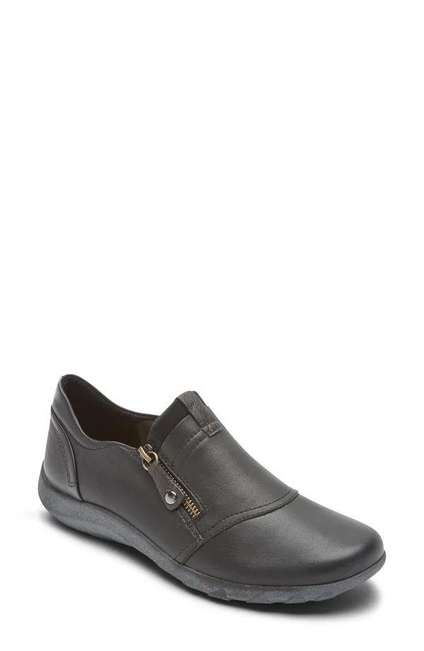 Rockport Women's Cobb Hill Amalie Zipper Slip-On, Size: 9.5, Black Leather