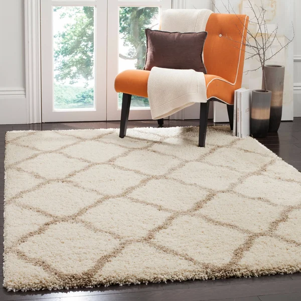 Safavieh Hudson Shag Ariola Trellis 2-Inch Thick Rug - 2&3x22 x 6& Runner - Ivory/Slate Blue