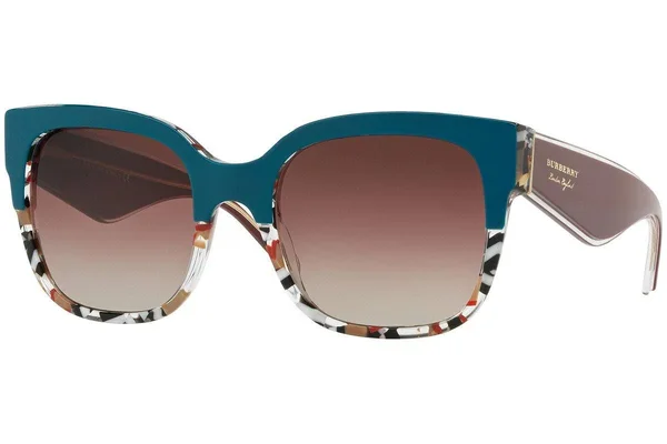 Burberry BE4271F Square Sunglasses, 56-21-145, 3731E2-TOP Green on Check