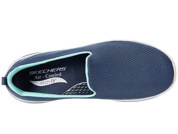 Skechers Women's GOwalk Arch Fit - Grateful Slip-On Walking Shoes, Blue, 5.5