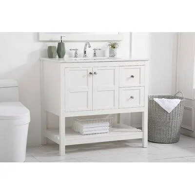 Duncombe 36x22 Single Bathroom Vanity Set Beachcrest Home Base Finish: White - Hardware Finish: Brushed Nickel