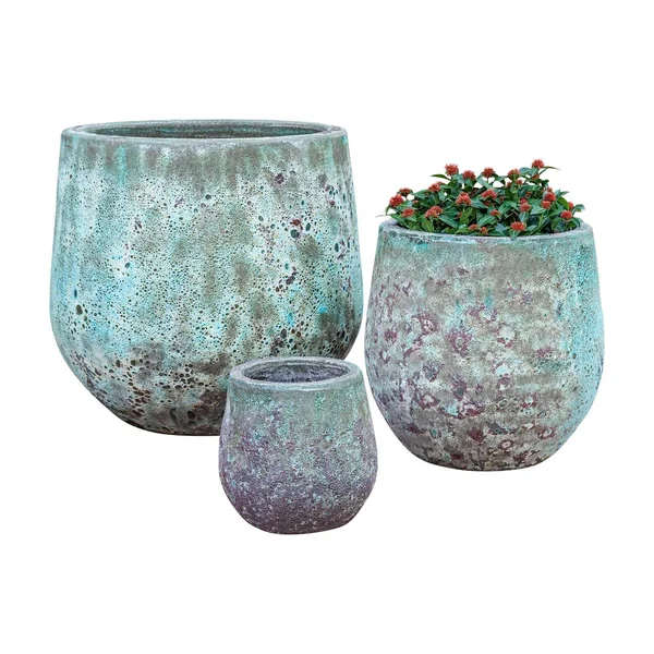 Campania International Baleares Planter - Set of 3 Verdigris