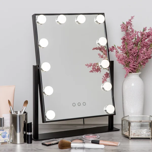 Best Choice Products Hollywood Makeup Vanity Mirror w/ Smart Touch, Adjustable Color Temp & Brightness, 12 LEDs - Black
