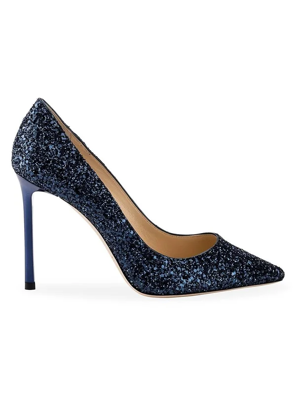 Jimmy Choo Romy 85mm Glitter Pumps, Blue, Women's, 36.5eu