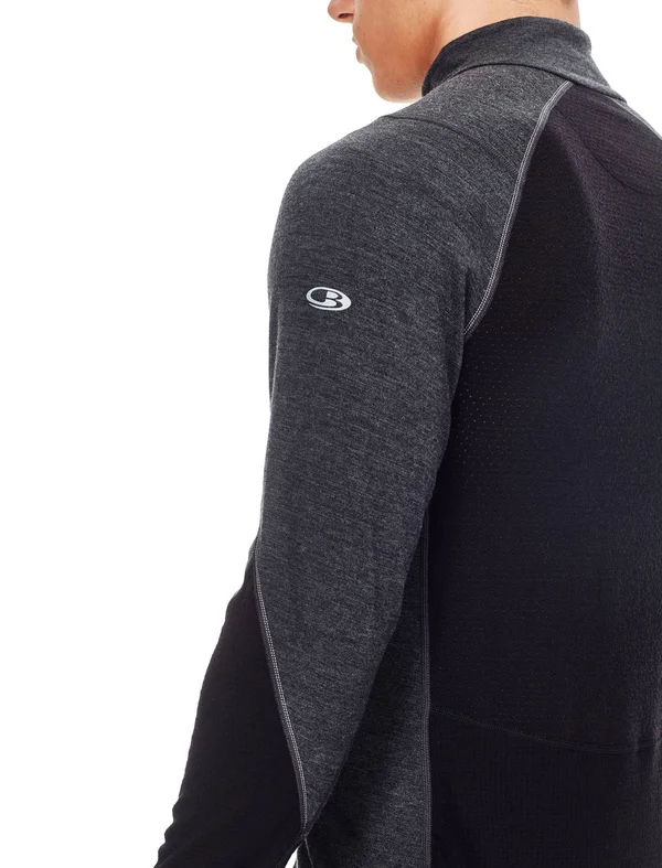 Icebreaker Men's Winter Zone LS Half Zip - Medium - Jet Heather, Black, Lunar