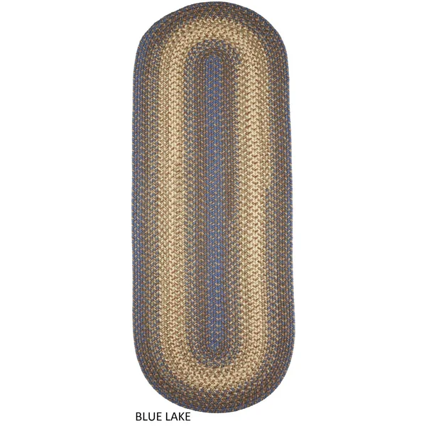 Ellsworth Indoor - Outdoor Reversible Braided Runner Rug by Rhody Rug (2& x 6&) Blue Lake