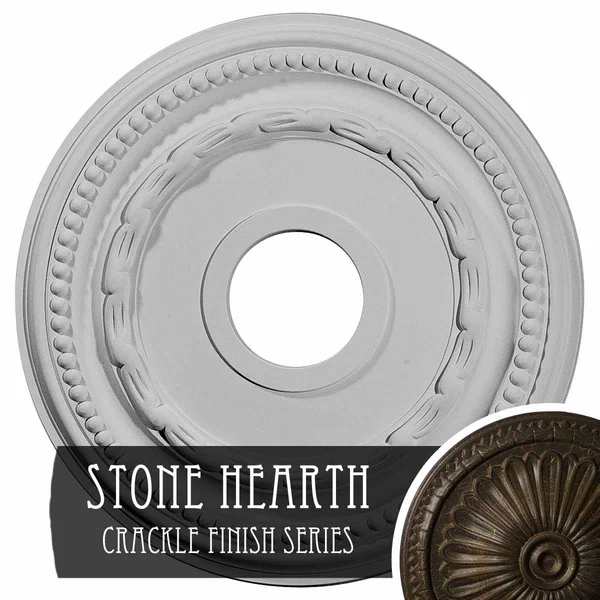 15 3/8x22OD x 3 5/8x22ID x 1x22P Federal Ceiling Medallion (Fits Canopies Up to 8 1/2x22) - Hand-Painted Stone Hearth Crackle