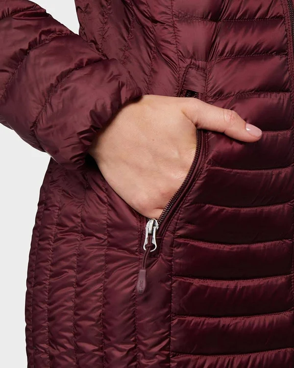 32 Degrees Women's Ultra-Light Long Packable Down 3/4 Jacket Black - XXL