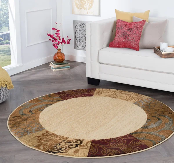 Tayse Elegance 5202 Beige 7 ft. 10 in. Round Transitional Area Rug