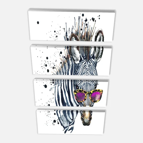 Design Art Animal &Funny Zebra Watercolor& Painting - Blue