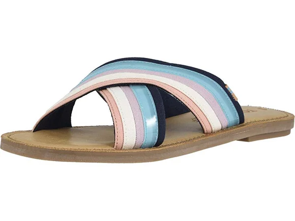Toms Viv (Navy Multi Canvas/Translucent Stripe) Women's Sandals