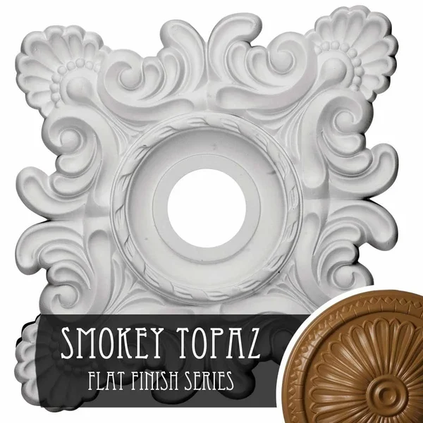 18x22W x 18x22H x 3 1/4x22ID x 1 1/2x22P Crawley Ceiling Medallion (Fits Canopies Up to 6 3/4x22) - Hand-Painted Smokey Topaz