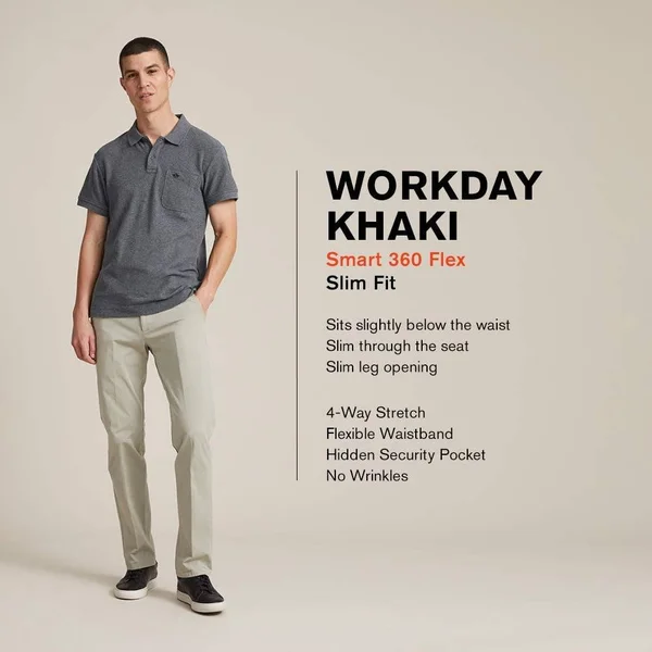 Dockers Men S Slim Fit Workday Khaki Smart 360 Flex Pants D1 - Black