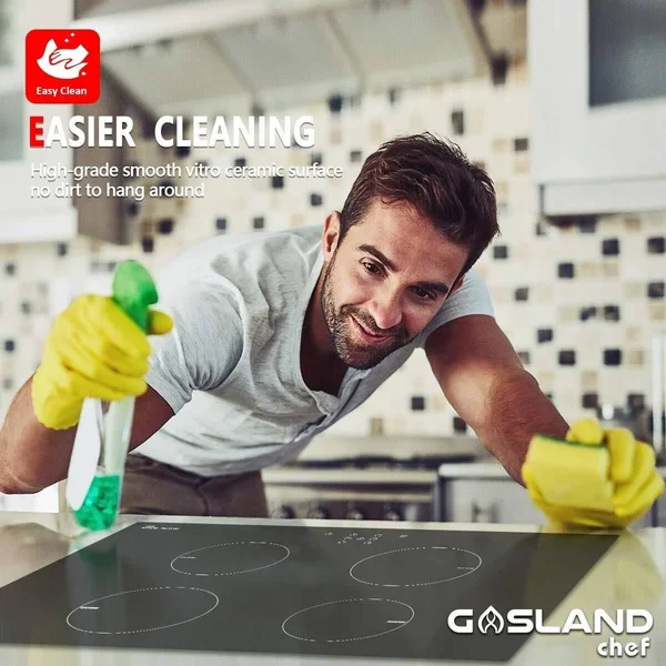 Gasland Chef 30x22 Built-in Induction Stovetop, Vitro Ceramic Surface Electric Cooktop, 4 Burners, Sensor Touch Control, Timer