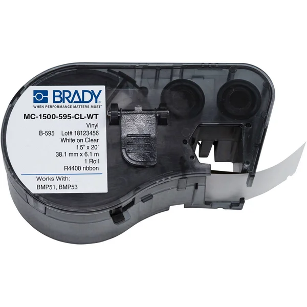 Brady MC-1500-595-CL-WT Label Cartridge - White/Clear, 240 in. W