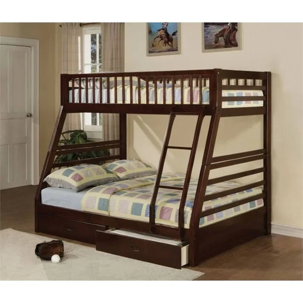 Rosebery Kids Twin Over Full Storage Bunk Bed in Espresso