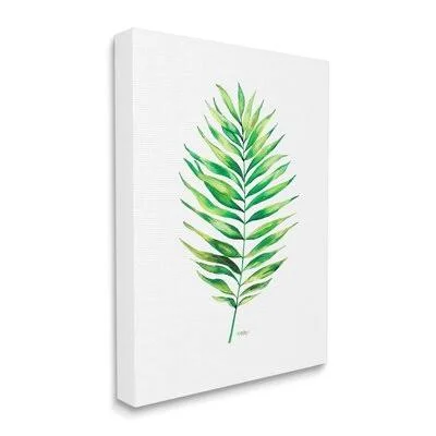 Minimal Green Palm Tropical Plant Over White Bay Isle Home Format: Wrapped Canvas - Size: 20x22 H x 16x22 W x 1.5x22 D