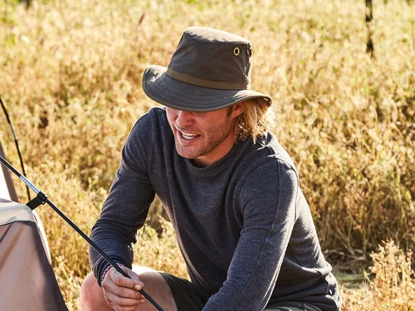 Tilley TWC7 Outback Waxed Cotton Hat 7 Navy - Brown Tan