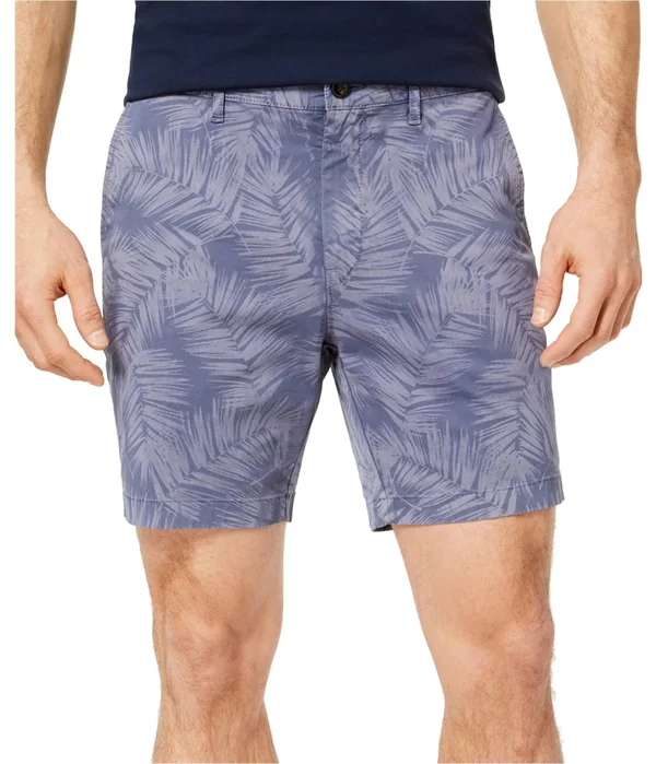 Michael Kors Mens Stretch Floral-Print Casual Walking Shorts, Blue, 30