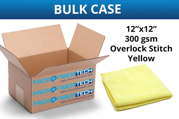 Cloth Genius All-Purpose Dusting, Wiping, Microfiber Cleaning Towel (300 gsm, 12 in. x 12 in.) Case of 400, Yellow