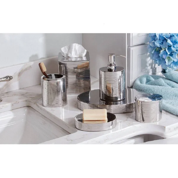 Roselli Trading Company Intercontinental Wastebasket - Silver