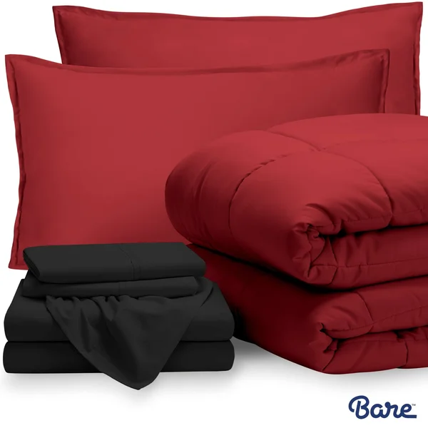 Premium 1800 Series Microfiber Bed in A Bag by Bare Home - Size: Queen, Black
