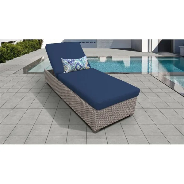 Monterey Chaise Outdoor Wicker Patio Furniture in Navy
