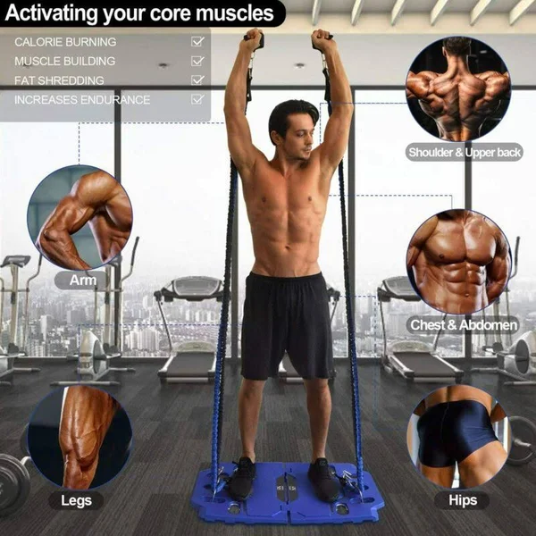 FITINDEX Portable Home Gym - Exercise Equipment with Resistance Bands Bar, Muscle Build Workout Equipment for Men/Women, Full-Bo