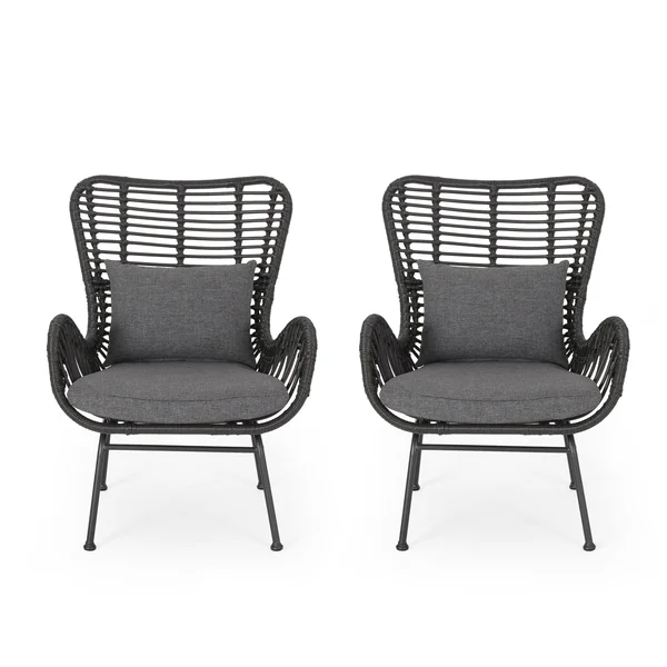 Montana Indoor Wicker Club Chairs with Cushions (Set of 2) by Christopher Knight Home