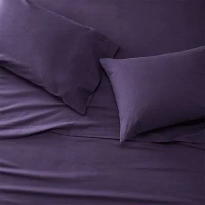 Eddie Bauer Unisex-Adult Portuguese Flannel Sheet Set - Solid, Size: Full Full, Purple
