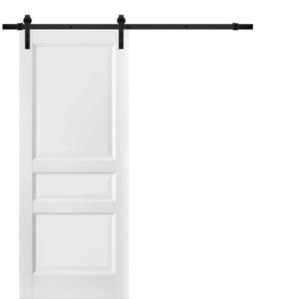 SARTODOORS Sliding Barn Door with Hardware, Lucia 31 White Silk, 6.6ft Rail Set, Panel Shaker Solid-36x22 x 84x22