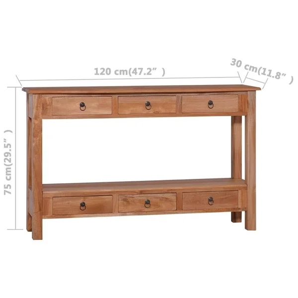 vidaXL Console Table 47.2x22x11.8x22x29.5x22 Solid Mahogany Wood - Brown