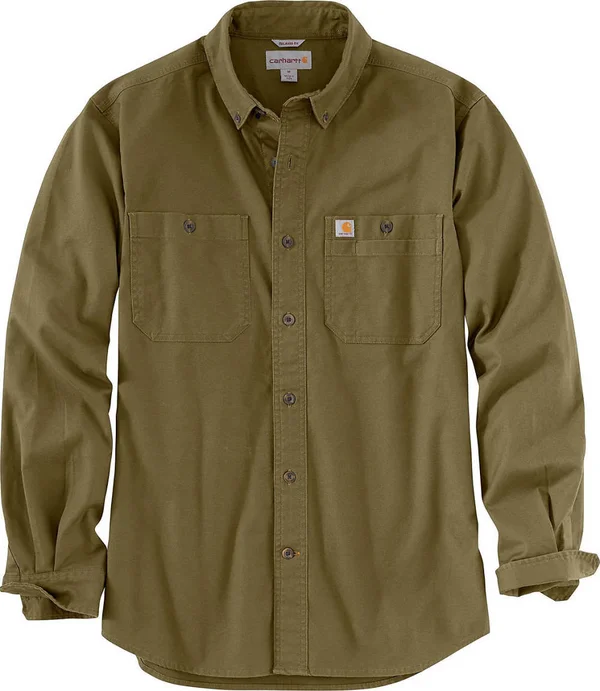 Carhartt Rugged Flex Rigby Long Sleeve Work Shirt, Men's Military Olive