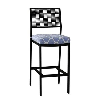 New Century 30.75x22 Patio Bar Stool with Cushion Woodard Cushion Color: No CUSHION, Frame Color: Textured Black