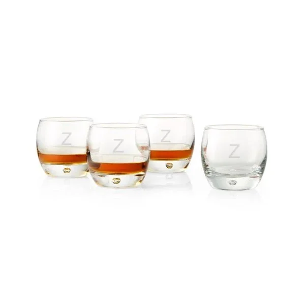 Z Monogrammed Whiskey Glasses, Set of 4, Crate & Barrel