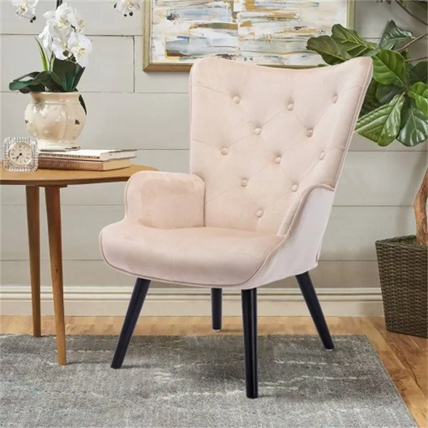 [Pre-Sale]Living Room Velvet Fabric Accent Chair/ Leisure Chair with Wood Feet - Navy Blue - 37.8" x 27.17" x 27.56"