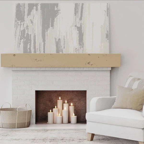 Ekena Millwork MANUKP06X08X72NG 6x22H x 8x22D x 72x22W Knotty Pine Faux Wood Fireplace Mantel, Natural Golden Oak