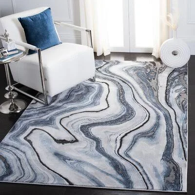 Mies Abstract Gray/Blue Area Rug Orren Ellis Rug Size: Square 5&3x22