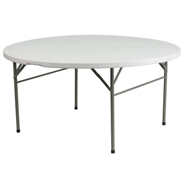 Flash Furniture 60&& Round Bi-Fold Granite White Plastic Folding Table - Size: 60.5 inchW x 60.5 inchD x 29.5 inchH