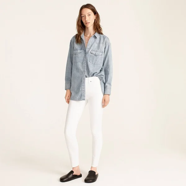 J.Crew Womens 9x22 High-Rise Toothpick Jean in White (Size 29)