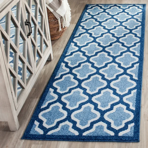 Safavieh Amherst AMT420Q Light Blue - Navy Rug 7& x 7& Round
