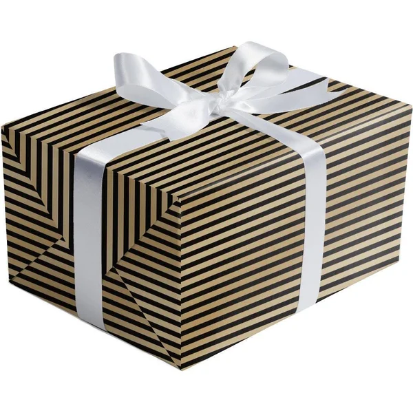 Bulk Ream Roll Any-Occassion Gift Wrapping Paper, Black & Gold Stripes