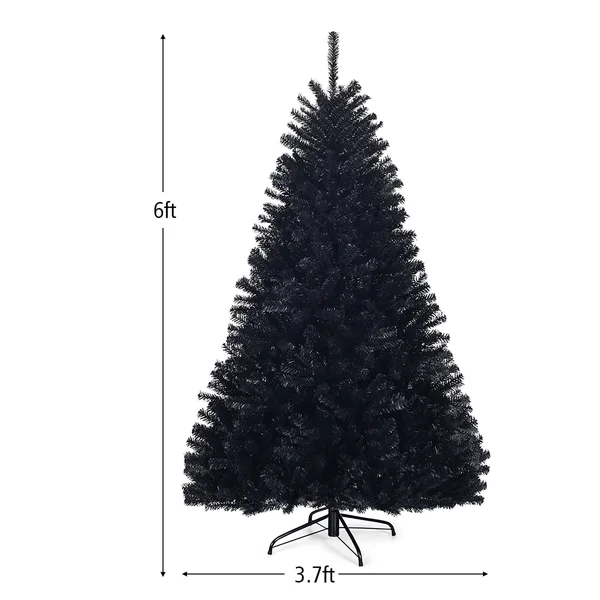 Black Artificial 6' or 7.5' Hinged Halloween/Christmas Tree - 6ft