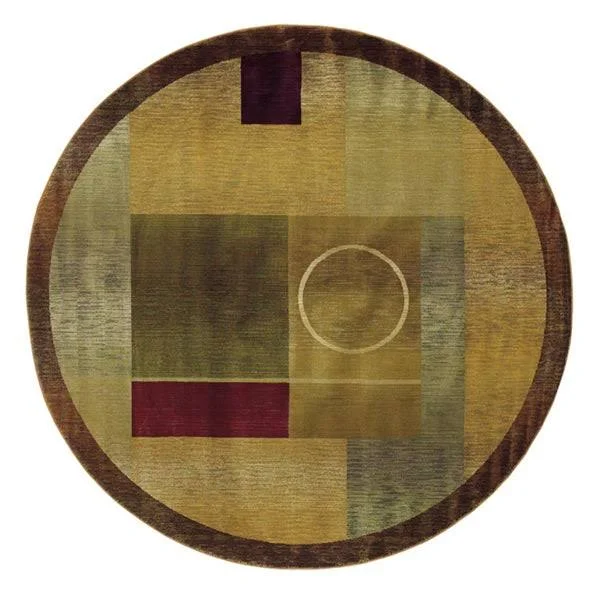 Genevieve Modern Geometric Area Rug - 2& x 3& - Green/Brown