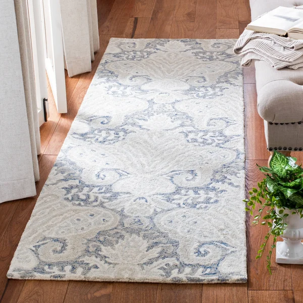 Safavieh Micro-Loop Rug Collection MLP539M - Blue, Ivory - 2&-3x22 x 7&