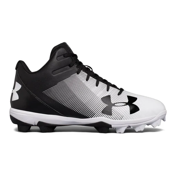 Under Armour Men's Leadoff Mid RM Baseball Cleats Black/White 9.5