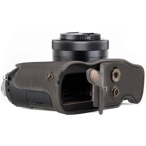 MegaGear mg1706 Ever Ready Leather Camera Case Compatible with Panasonic Lumix Dmc-gx85, Dmc-gx80 (12-32mm) - Gray