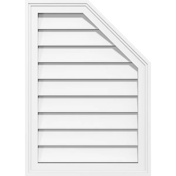 Ekena Millwork GVPOR20X2202SF 20x22W x 22x22H Half Octagon Top Right Surface Mount PVC Gable Vent: Functional - w/ 2x22W x 1-1/2x